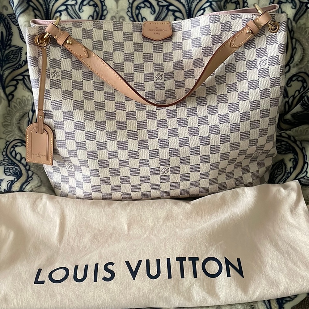 Authentic Louis Vuitton Graceful MM Damier Azur